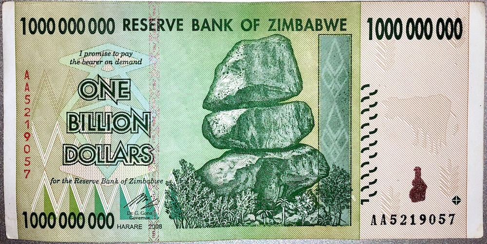 1 billion Zimbabwe Dollar note
